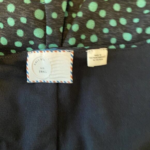 Anthropologie Postmark Polka Dot Peplum Top Small Gray Green - Picture 5 of 5